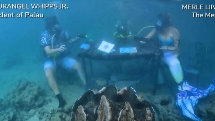 ’In our DNA’: Palau leader speaks with ‘Mermaid’ in world’s first underwater interview with head of state