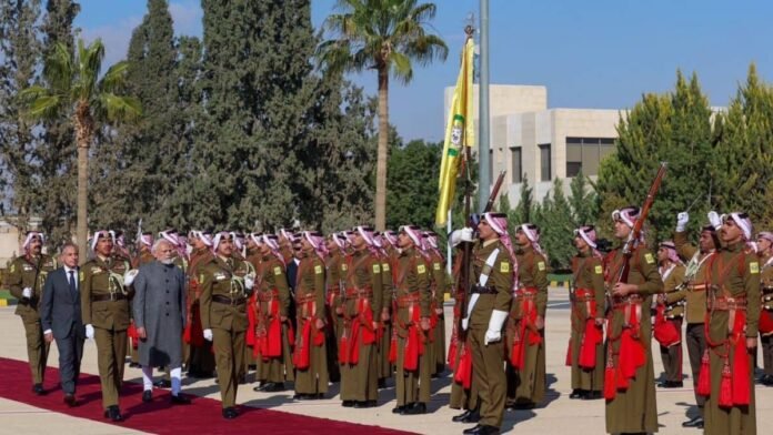 Watch: PM Modi arrives in Jordan, received by Jordan PM Jafar Hassan