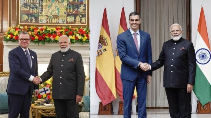 PM Modi meets Spain’s Sanchez, Slovak president and Finland PM in a diplomatic blitz